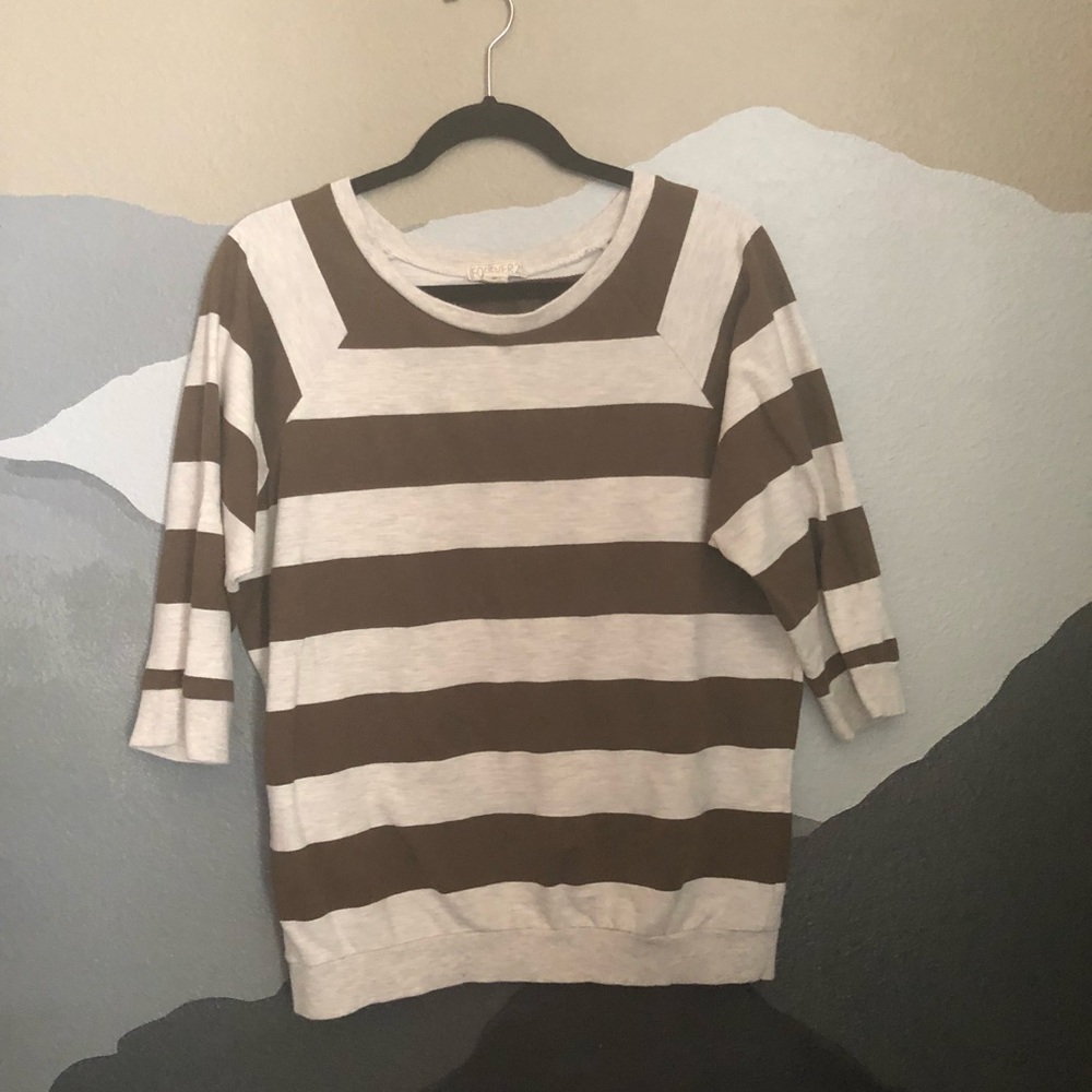 Brown and cream striped sweater